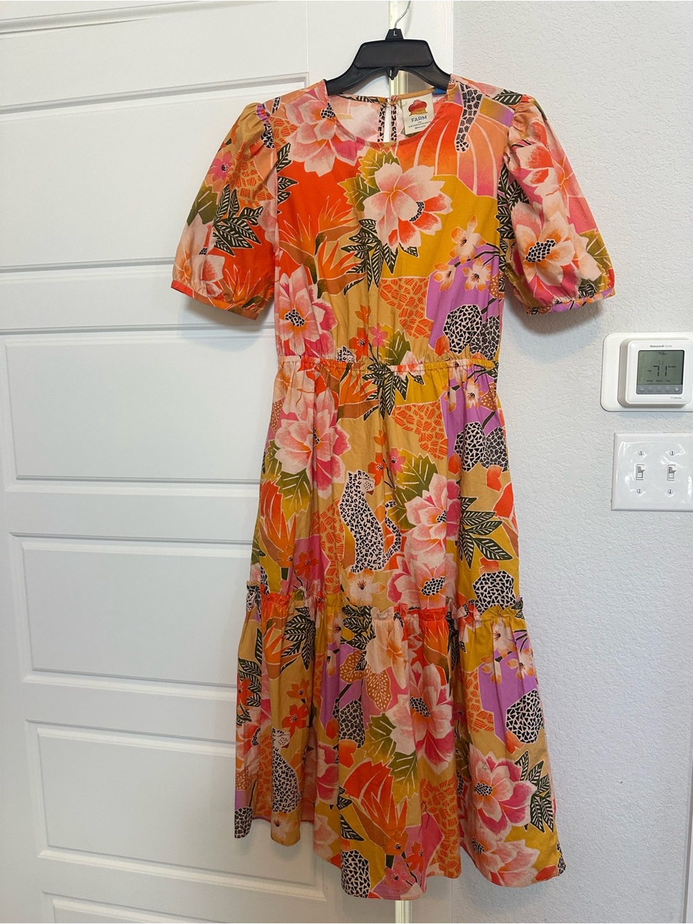 Farm Rio for Anthropologie Tropical floral dress size small